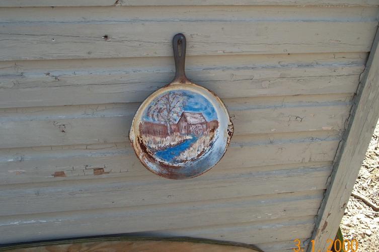 Old Cast Iron skillet - Mom painted